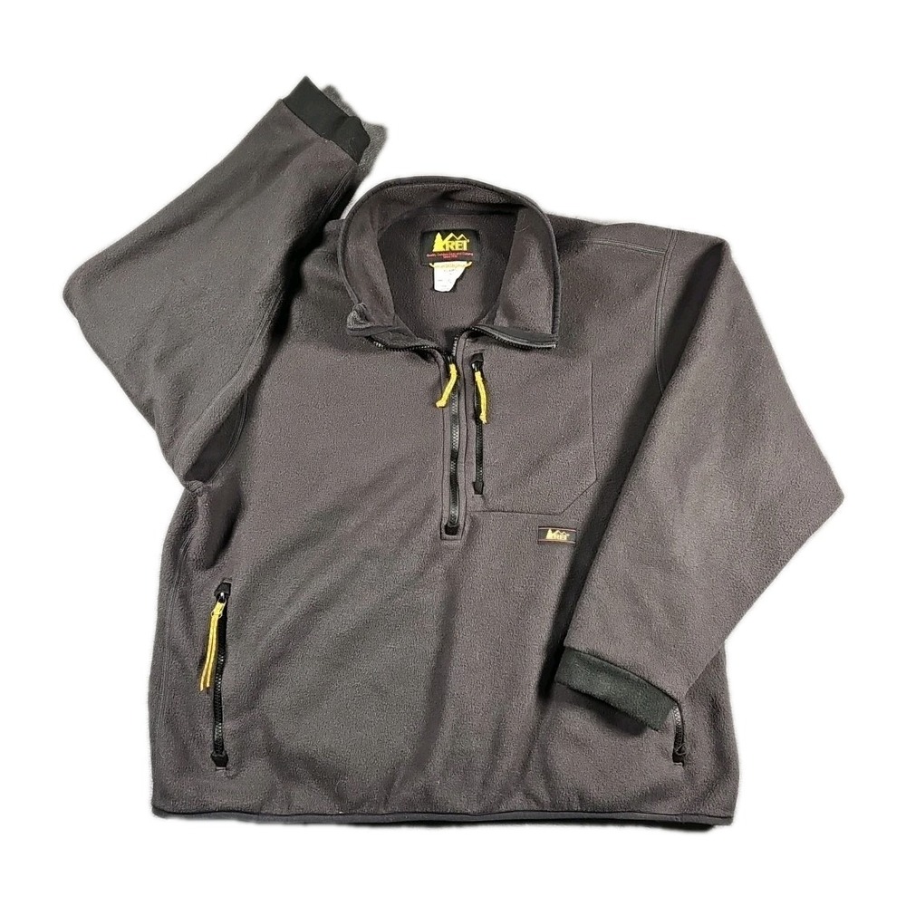 REI Co-op Trailsmith Fleece Pullover Jacket Dark Grey Womens XL Half Zip Pockets